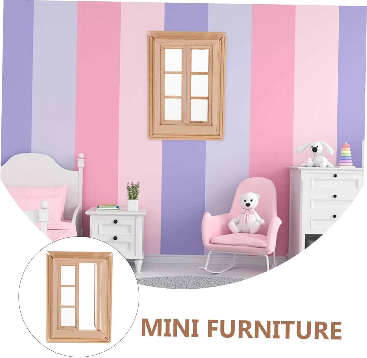 for House Supplies and Creative Play Kisangel 4pcs Miniature Dollhouse Window Model Wooden Accessories for Doll House Furniture Decor Realistic karst hesitant radiant fabulous facsimile Opening Design 