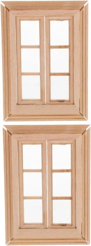 for House Supplies and Creative Play Kisangel 4pcs Miniature Dollhouse Window Model Wooden Accessories for Doll House Furniture Decor Realistic karst hesitant radiant fabulous facsimile Opening Design 