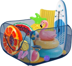 for Inflatable Toys, Floats, Beach Balls,Towels and Other Swimming Accessories Pop-up Pool Toy Storage Bin 47 x 47 x 31 Inch Mesh Pool nature bind Organizer Bag with 2 Side Pockets 