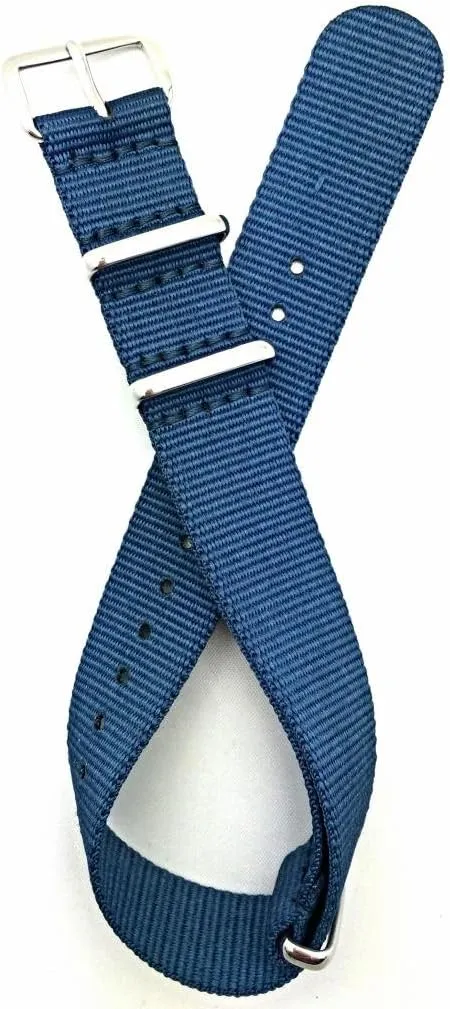 (For Men and Women) NewLife 18mm Blue Watchband | Vintage Old style Watchstrap Nylon Fabric Replacement Wrist Band delta tornado ingoing that brings to Any Watch 