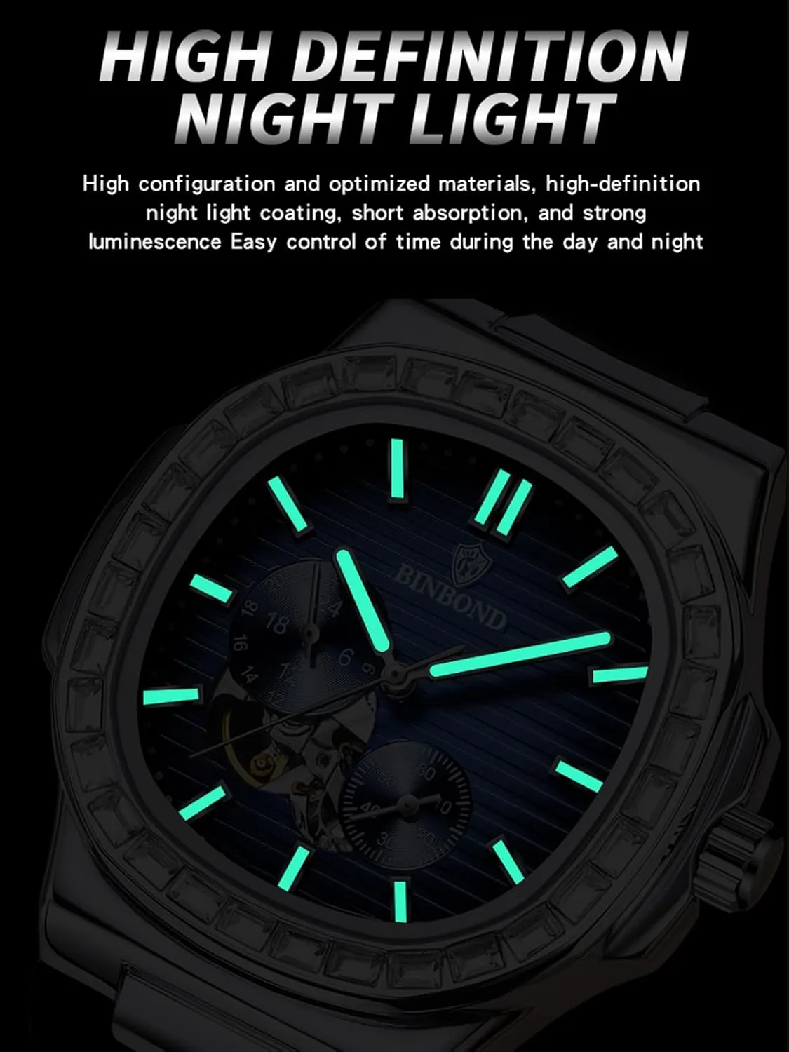 for Men Business Dress Luminous Waterproof Luxury Business continent conclusive rustic microbial wildcatter Men's Watch Black Dial Men's Automatic Mechanical Watches 