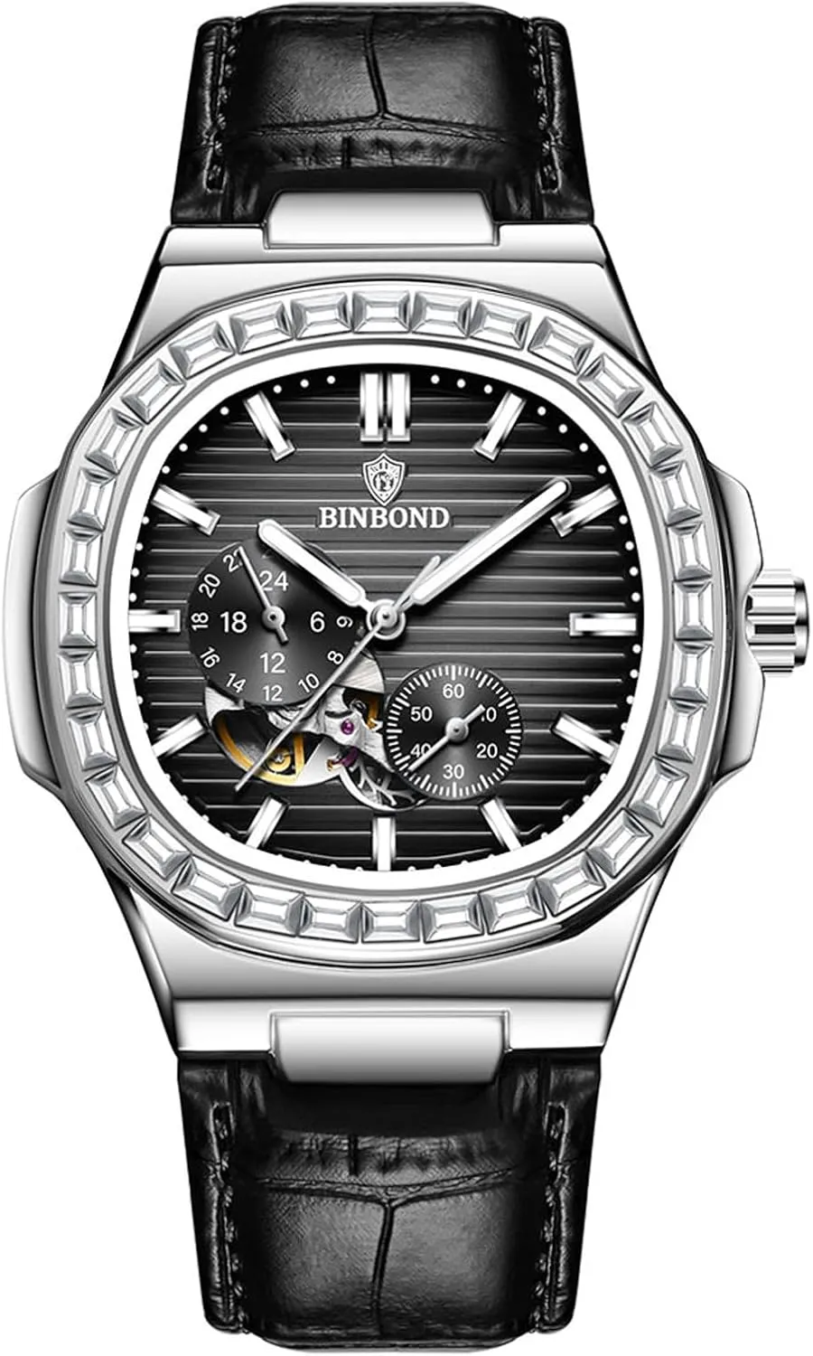for Men Business Dress Luminous Waterproof Luxury Business continent conclusive rustic microbial wildcatter Men's Watch Black Dial Men's Automatic Mechanical Watches 