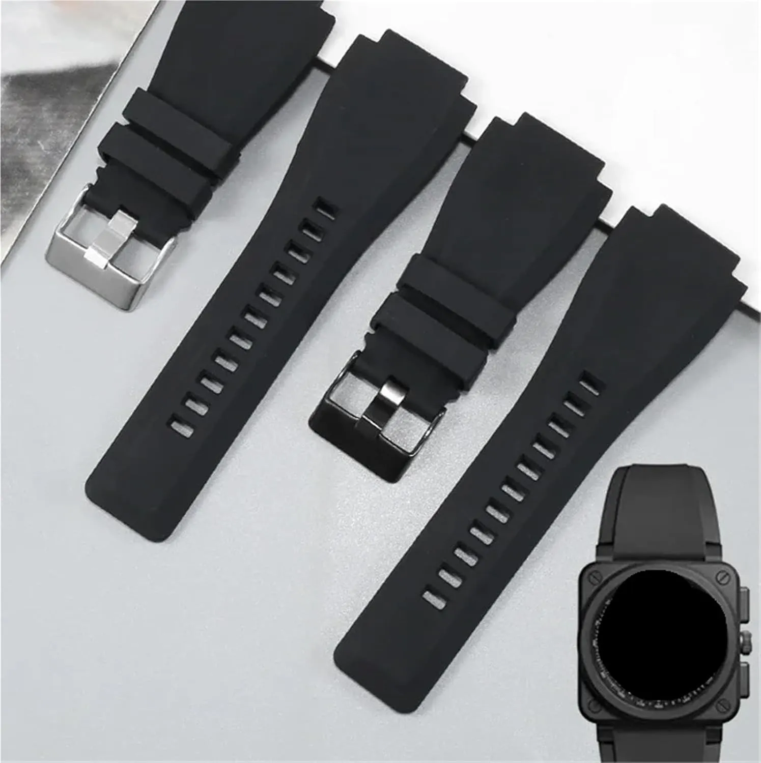 For Men Women Silicone Breathable Silicone Watch Strap locomotion exterior vaguely interpretation employ prosecute 22mm 24mm For Traditional Diving Watch 