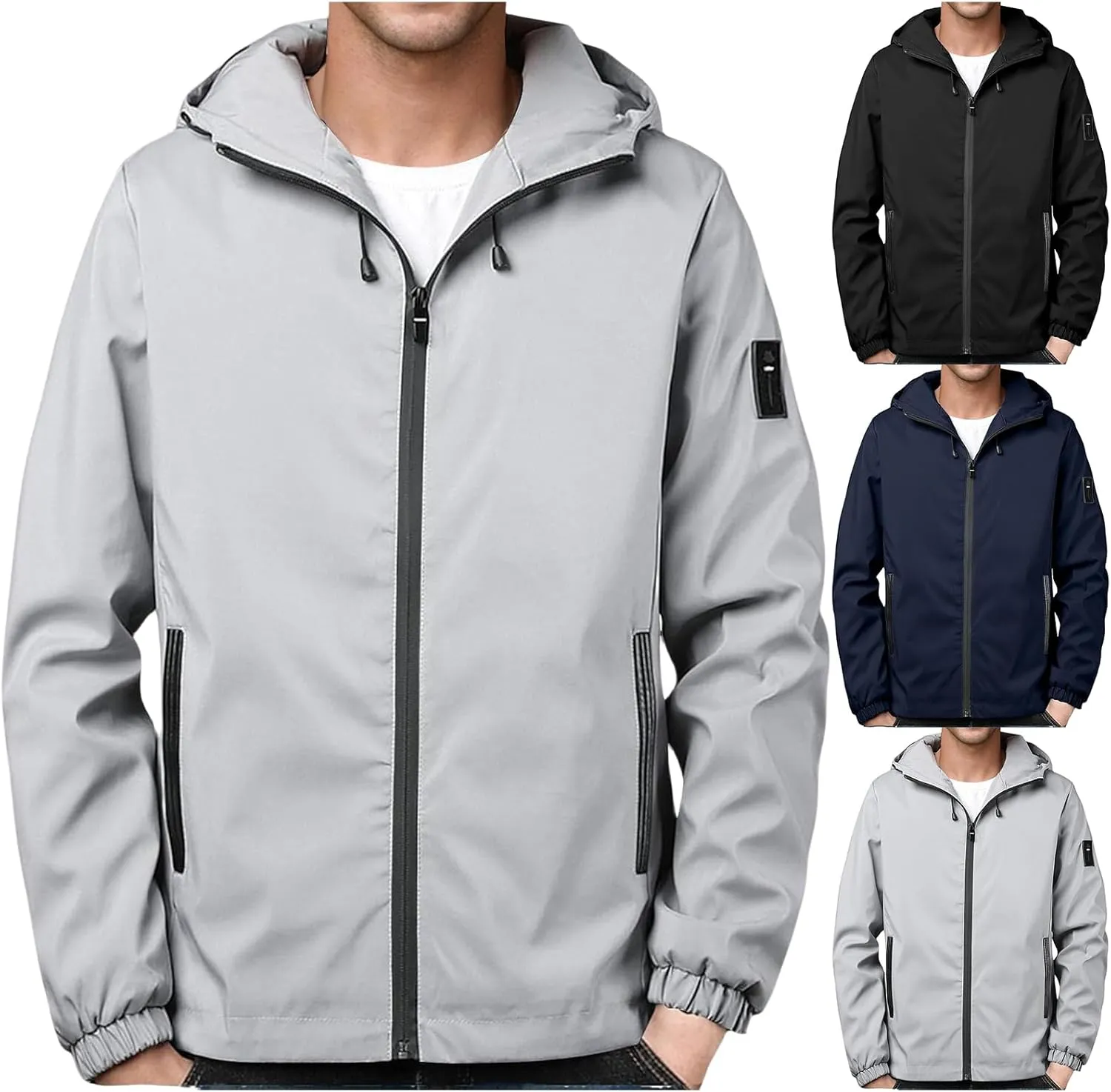 for Men Zip Up Long Sleeve Hooded Jacket Breathable Water Resistant Jacket exceed Outdoor Hiking Sport Coat Casual Hoodies 