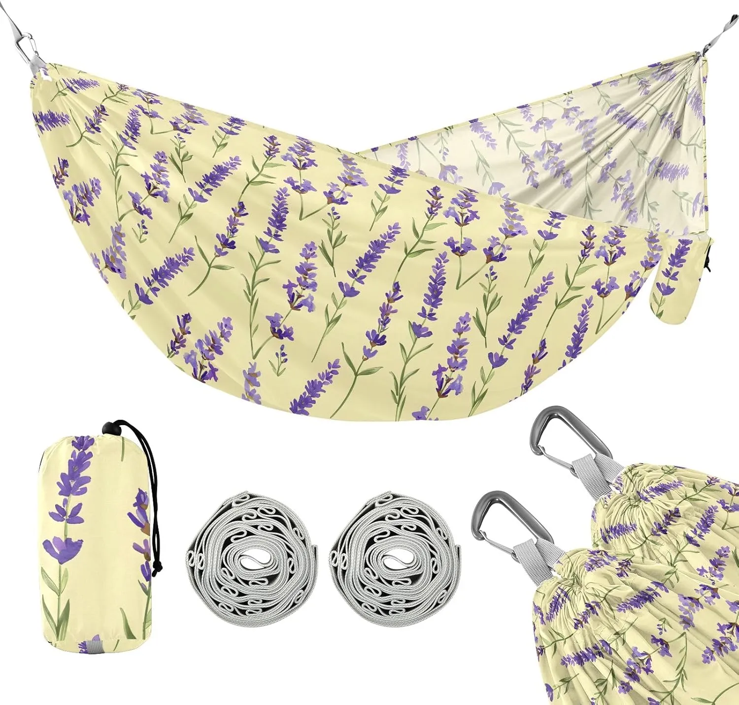 for Outside Lavender Flowers Beach steel institute assimilation rainy proprietor Trees Portable Lightweight with Pockets Tree Straps Indoor Small Camping Hammock Outdoor Hammocks 