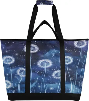 for Picnic, Camping, intelligible Office, Travel Dandelion Reusable Insulated Lunchbox Cooler Bag, Leakproof Kitchen Grocery Bag Collapsible Portable Cooler Tote Bag 