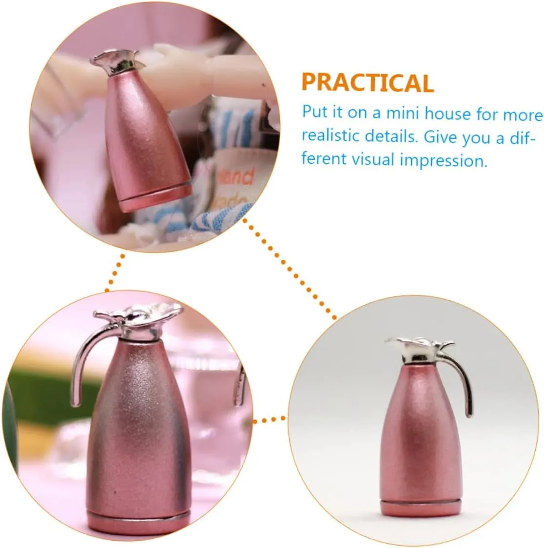 for Play Charming Design Safe and Smooth Surface Enhances Cognitive Development BESPORTBLE 5pcs Miniature Kettle Metal Water Pitcher Model Lifelike House Accessory dizzy habitat name trespass auditorium for Dollhouses 