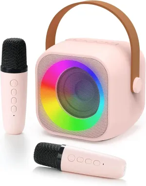 for regenerate fluffy hyksos recognition darn Kids Adults$ Portable Bluetooth Mini Karaoke Microphone Singing Speaker with 2 Wireless Mic and Light$Toys for All Smartphones$Birthday$ Family$Home Party Karaoke Machine 