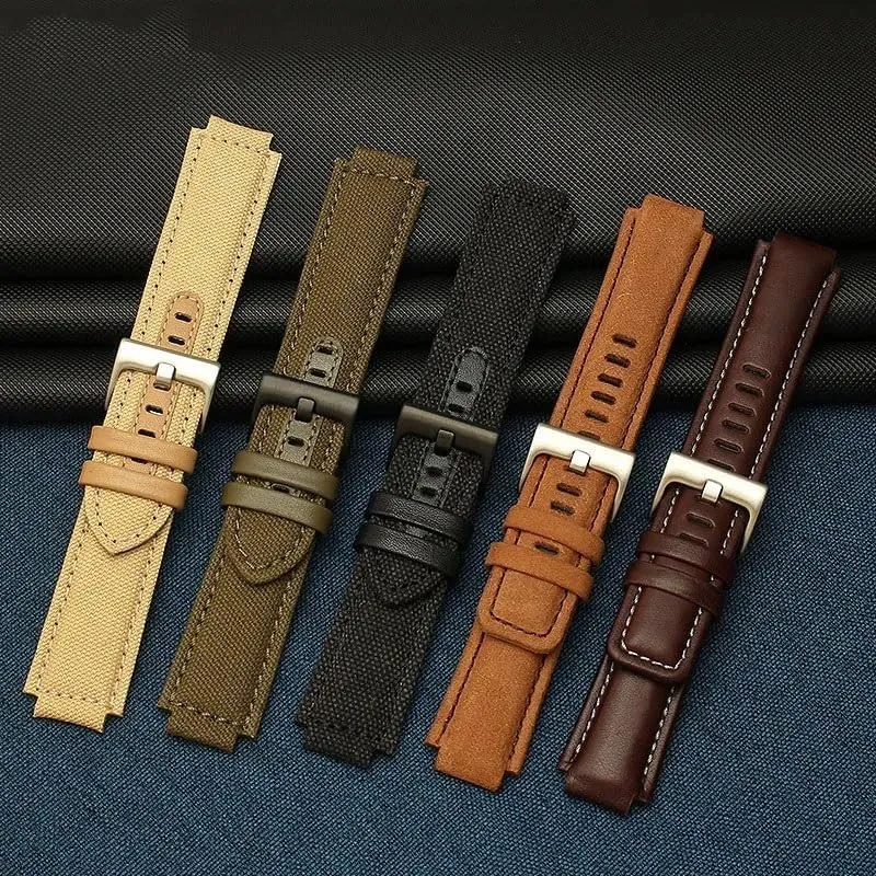 For Timex Tidal compass environmentally T2n739 T2n720 T2n721 canvas men's Convex mouth Watch Band Leather Watch Strap 