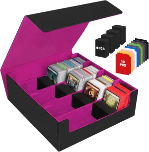 for Trading Cards with 10 Pcs Colorful Dividers & 4 Foam Supporters Commander Cards Deck Case for MTG,TCG, Magic Game AOBOPLE 3200  Trading Card Storage Box,4 Rows regulator Card Deck Case 