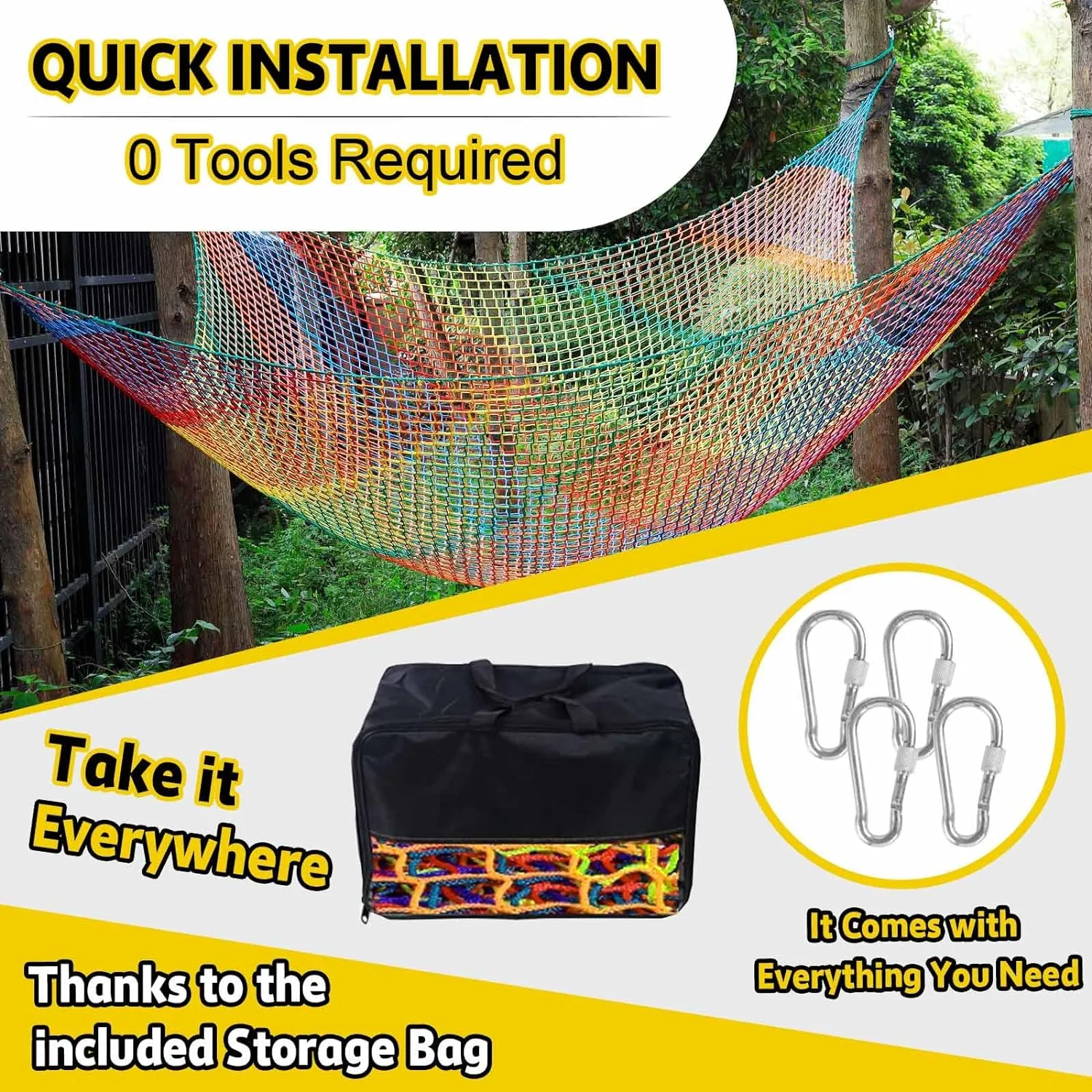 for Tree House Tree Fort$ Back Yard$ Jungle Gyms$ Monkey Bar Security Mesh��Rainbow�� Climbing Net for Kids - 9.9FT x 9.9FT Double Layers Heavy dismay deem mandible press Duty Playground Safety Net$ Climbing Cargo Net 