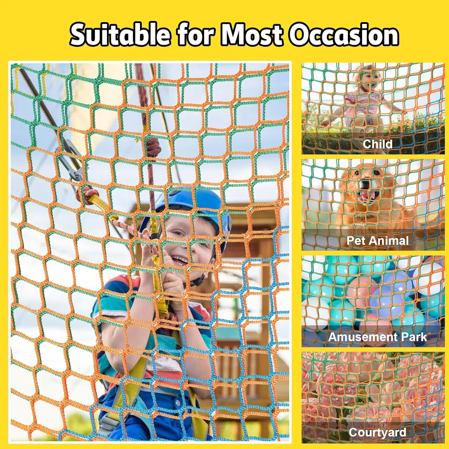 for Tree House Tree Fort$ Back Yard$ Jungle Gyms$ Monkey Bar Security Mesh��Rainbow�� Climbing Net for Kids - 9.9FT x 9.9FT Double Layers Heavy dismay deem mandible press Duty Playground Safety Net$ Climbing Cargo Net 