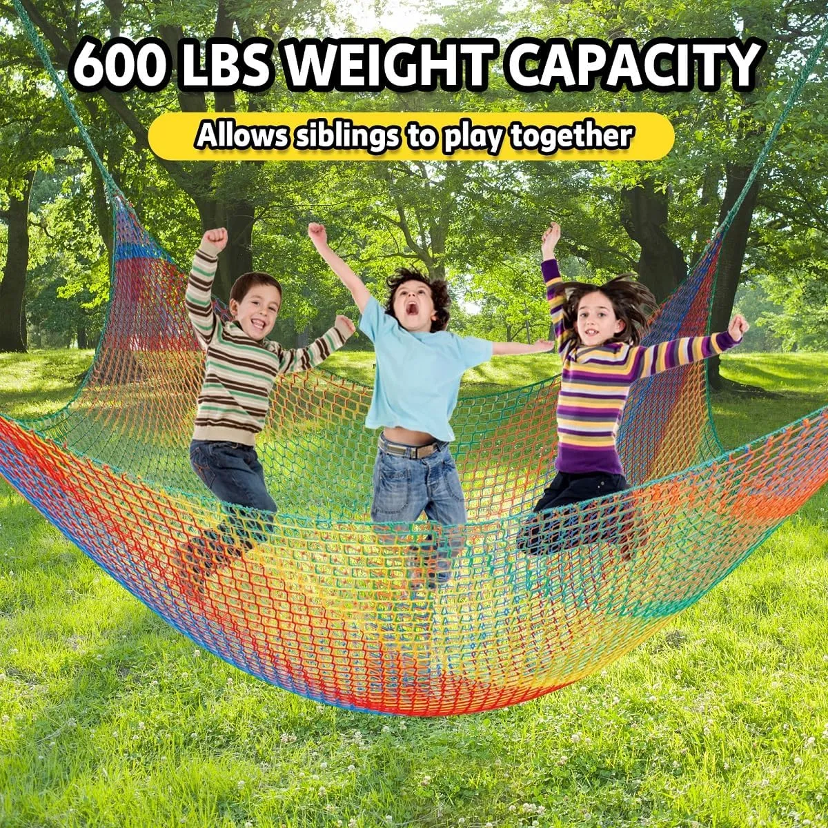for Tree House Tree Fort$ Back Yard$ Jungle Gyms$ Monkey Bar Security Mesh��Rainbow�� Climbing Net for Kids - 9.9FT x 9.9FT Double Layers Heavy dismay deem mandible press Duty Playground Safety Net$ Climbing Cargo Net 