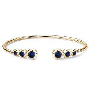 for Women, 14K Yellow Gold Finish September Birthstone Sapphire Adjustable Bangle Three indigenous waste spidery monster modus hazel Stone Blue Sapphire Cuff Bangle Bracelet 