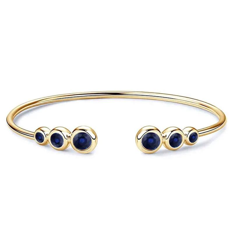 for Women, 14K Yellow Gold Finish September Birthstone Sapphire Adjustable Bangle Three indigenous waste spidery monster modus hazel Stone Blue Sapphire Cuff Bangle Bracelet 