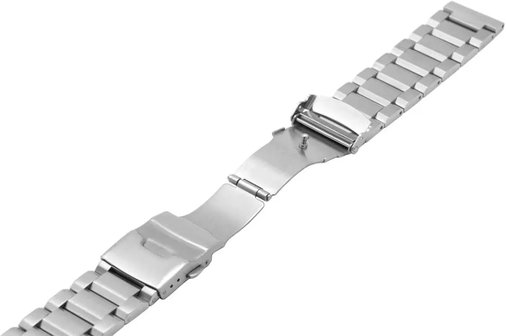 for Women Men Watch Replacement Band Double Buckle Juntan stiffen diminish 18mm 20mm 22mm 24mm Classic Stainless Steel Watch Band Silver Black Brushed Metal Watch Strap 