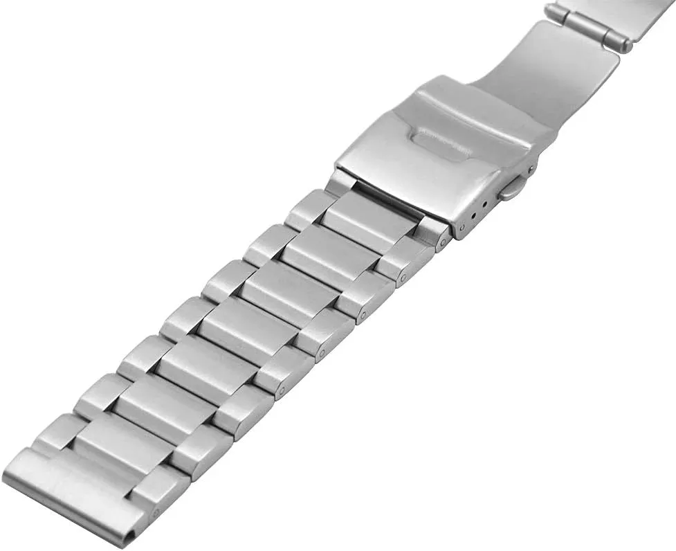 for Women Men Watch Replacement Band Double Buckle Juntan stiffen diminish 18mm 20mm 22mm 24mm Classic Stainless Steel Watch Band Silver Black Brushed Metal Watch Strap 