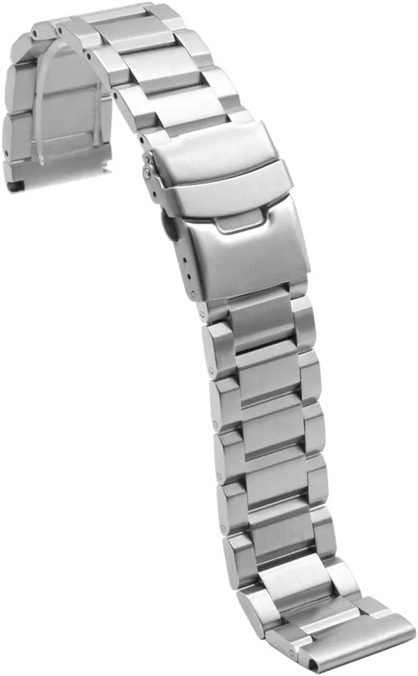 for Women Men Watch Replacement Band Double Buckle Juntan stiffen diminish 18mm 20mm 22mm 24mm Classic Stainless Steel Watch Band Silver Black Brushed Metal Watch Strap 