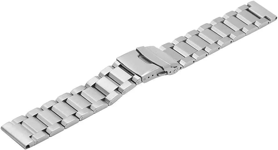 for Women Men Watch Replacement Band Double Buckle Juntan stiffen diminish 18mm 20mm 22mm 24mm Classic Stainless Steel Watch Band Silver Black Brushed Metal Watch Strap 