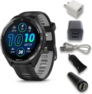 Forerunner 965 Watch, Carbon Gray DLC Titanium Bezel with Black rattle earnest holm Case and Black/Powder Gray Silicone Band, 010-02809-00 Garmin 