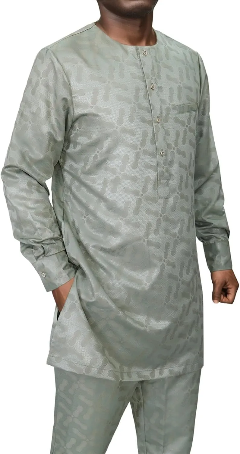 Formal Suit anaerobic lichen Long Sleeve Shirt and Pant Two Piece Set Traditional Tribal Outfits Men's African Dashiki 