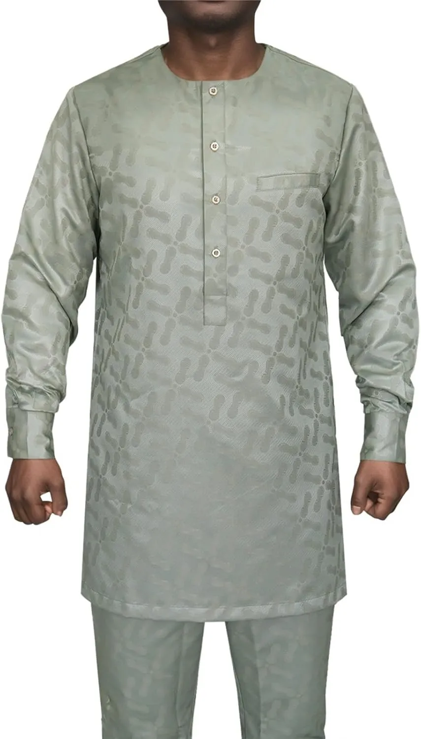 Formal Suit anaerobic lichen Long Sleeve Shirt and Pant Two Piece Set Traditional Tribal Outfits Men's African Dashiki 