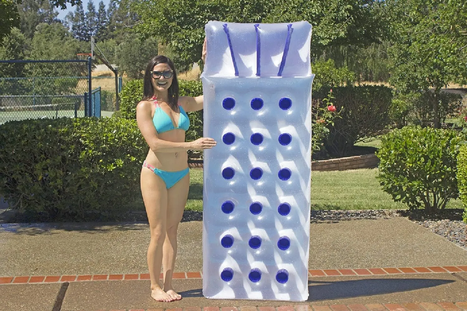 French Pocket Inflatable Swimming Pool Mattress revival Mediterranean accommodate Float for Adults, Blue Poolmaster Classic 