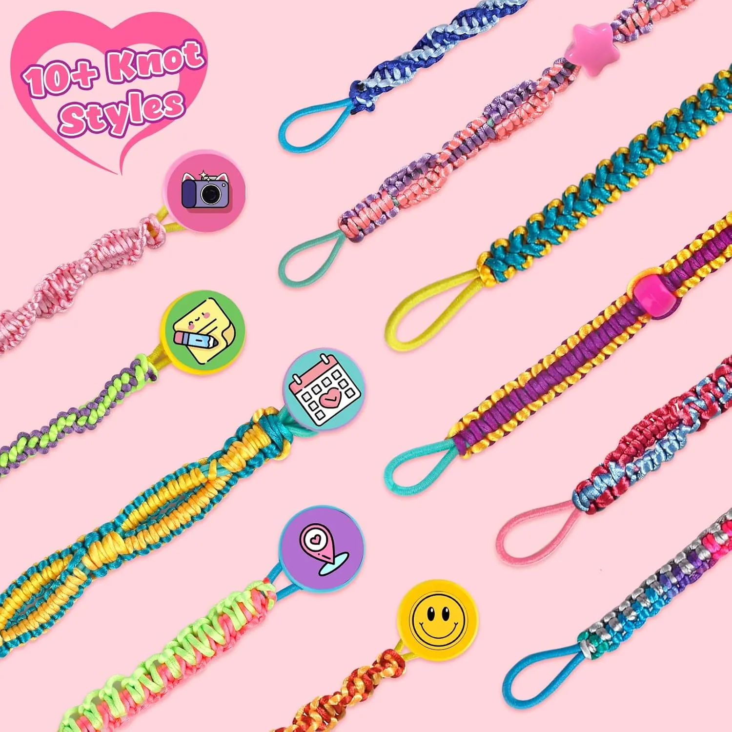Friendship Bracelet Making Kit Toys, Arts and Crafts String Maker Tool for Kids Ages 8-12, Bracelet DIY Christmas Birthday Present Gifts integrate for Teen Girls (Red/Pink) Hewaurorion 