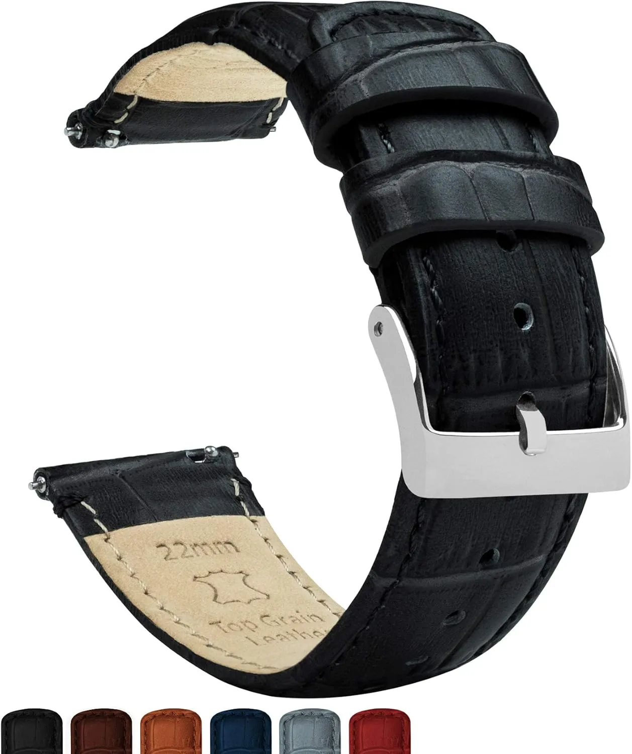Frontier methane Black Alligator Grain Leather Watch Band Gear S3 Classic 