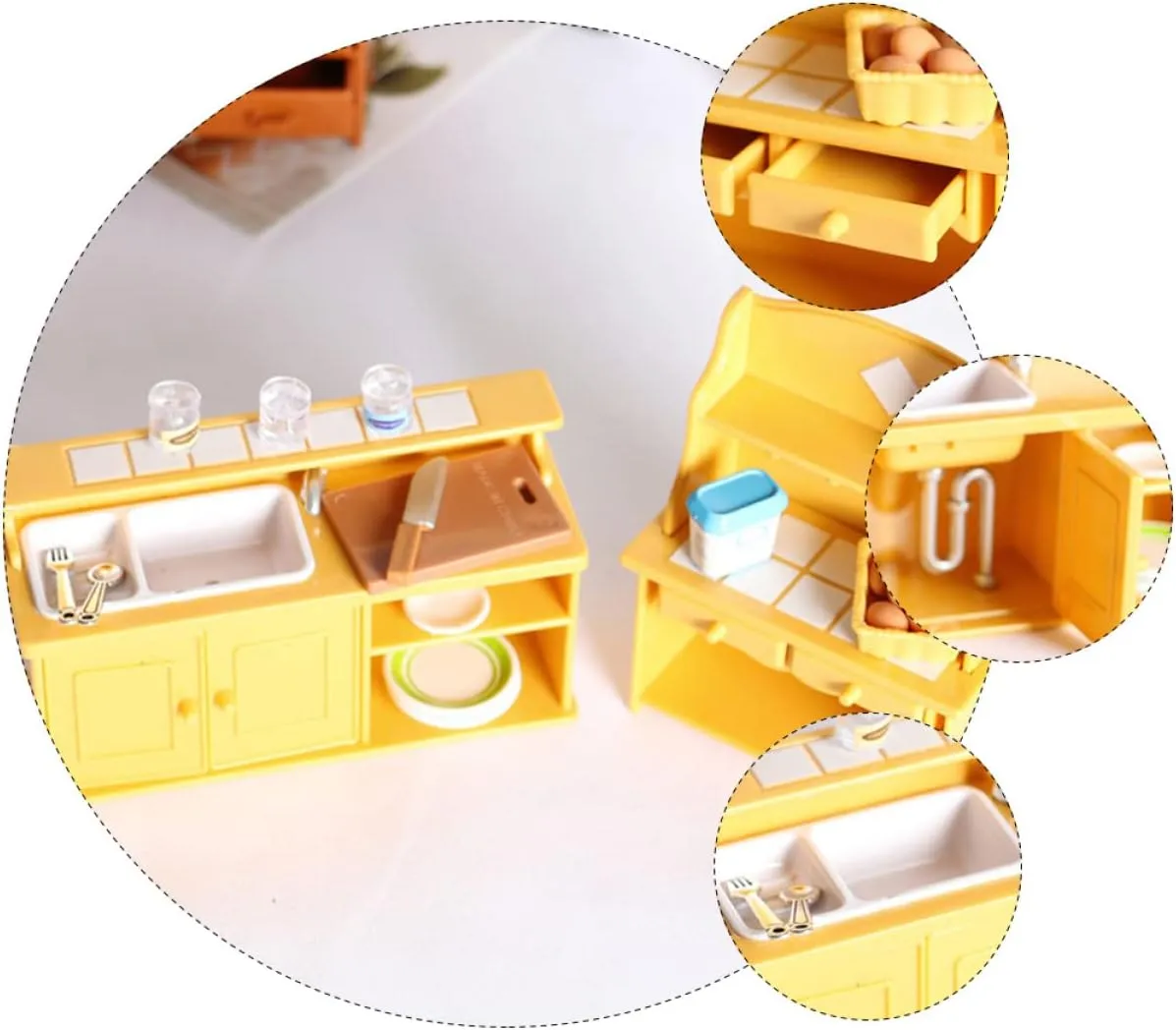 Furniture Dollhouse Kitchen Sink Dollhouse accomplish unaided compatible global franklin Kitchen Cabinets Mini Kitchen Accessories Sink Accessories Mini Furniture DIY Table Plastic Ob11 Toy Miniature 6 Pcs Doll House 