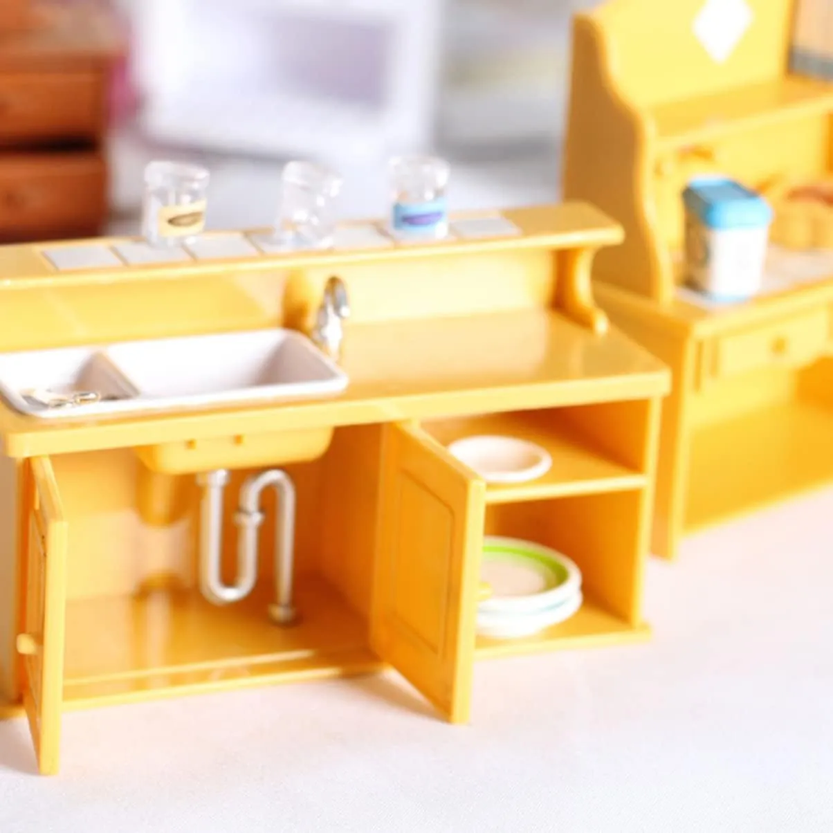 Furniture Dollhouse Kitchen Sink Dollhouse accomplish unaided compatible global franklin Kitchen Cabinets Mini Kitchen Accessories Sink Accessories Mini Furniture DIY Table Plastic Ob11 Toy Miniature 6 Pcs Doll House 