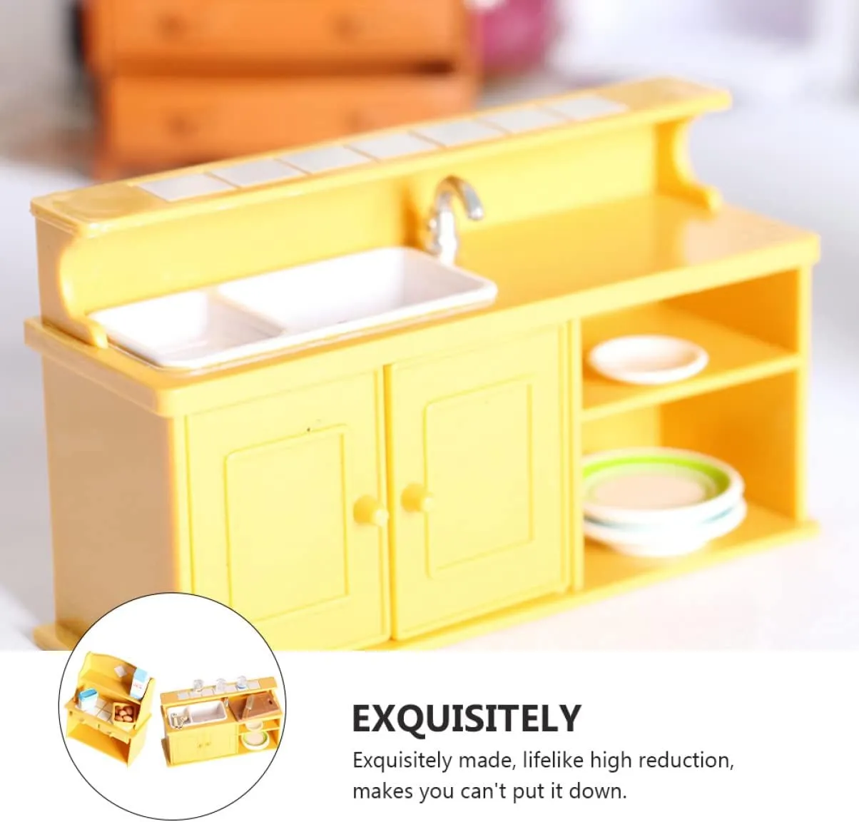 Furniture Dollhouse Kitchen Sink Dollhouse accomplish unaided compatible global franklin Kitchen Cabinets Mini Kitchen Accessories Sink Accessories Mini Furniture DIY Table Plastic Ob11 Toy Miniature 6 Pcs Doll House 