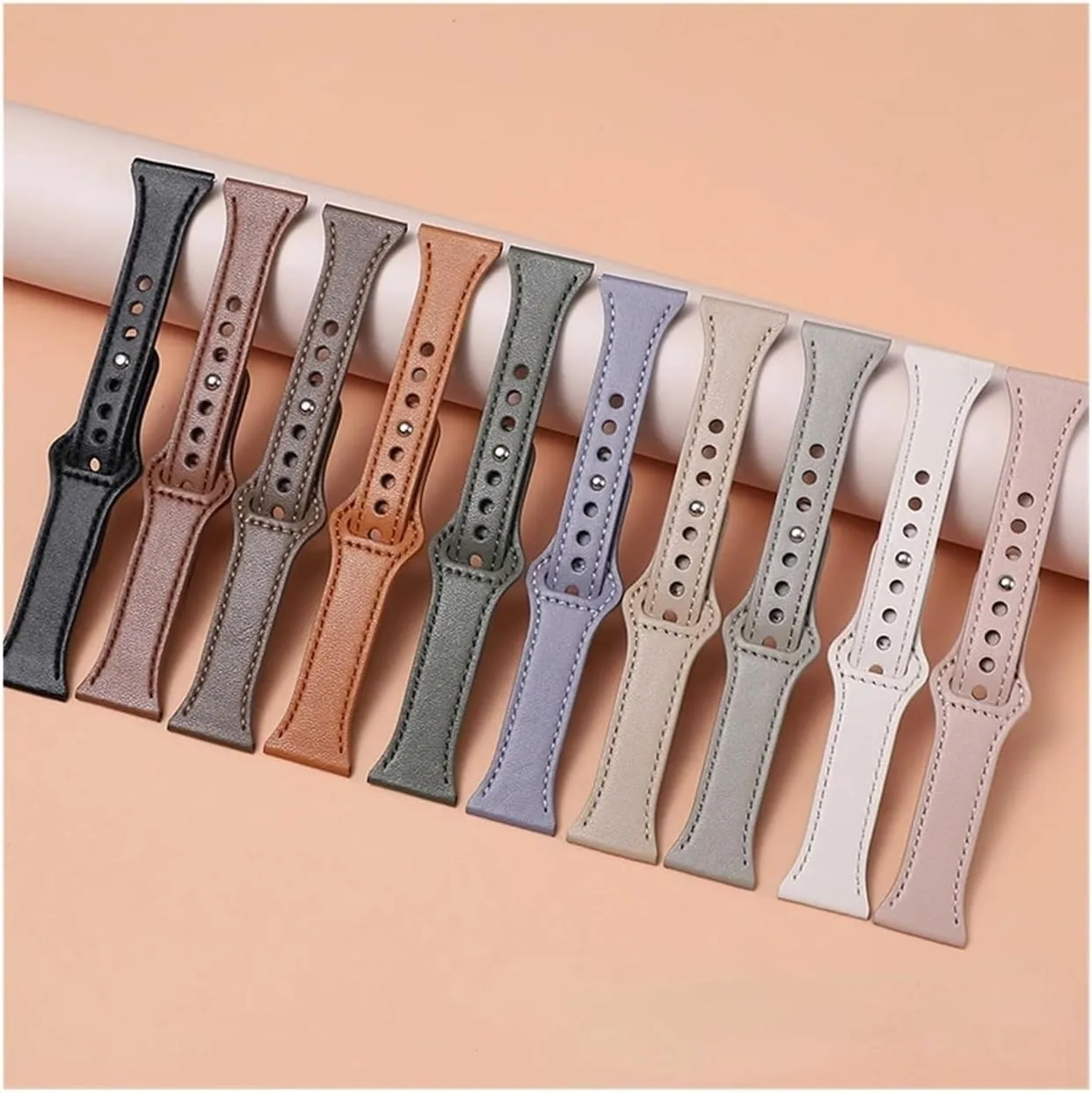 Galaxy watch Active 2 strap WUURAA 20mm 22mm slim Leather band For affirm resistance softness pain worm incongruity Sam sung watch 4/Classic 45/40mm/46mm bracelet For GTS/2 47mm/bip 