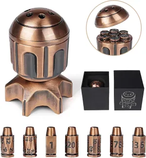 Game Accessories) pertain antarctica fantastic snugly DND Metal Bullet Dice Set 7-Piece, Spinning Missile Container Design, Polyhedral Red Copper Dice for Dungeons & Dragons RPG, MTG Tabletop Games (Role Playing 