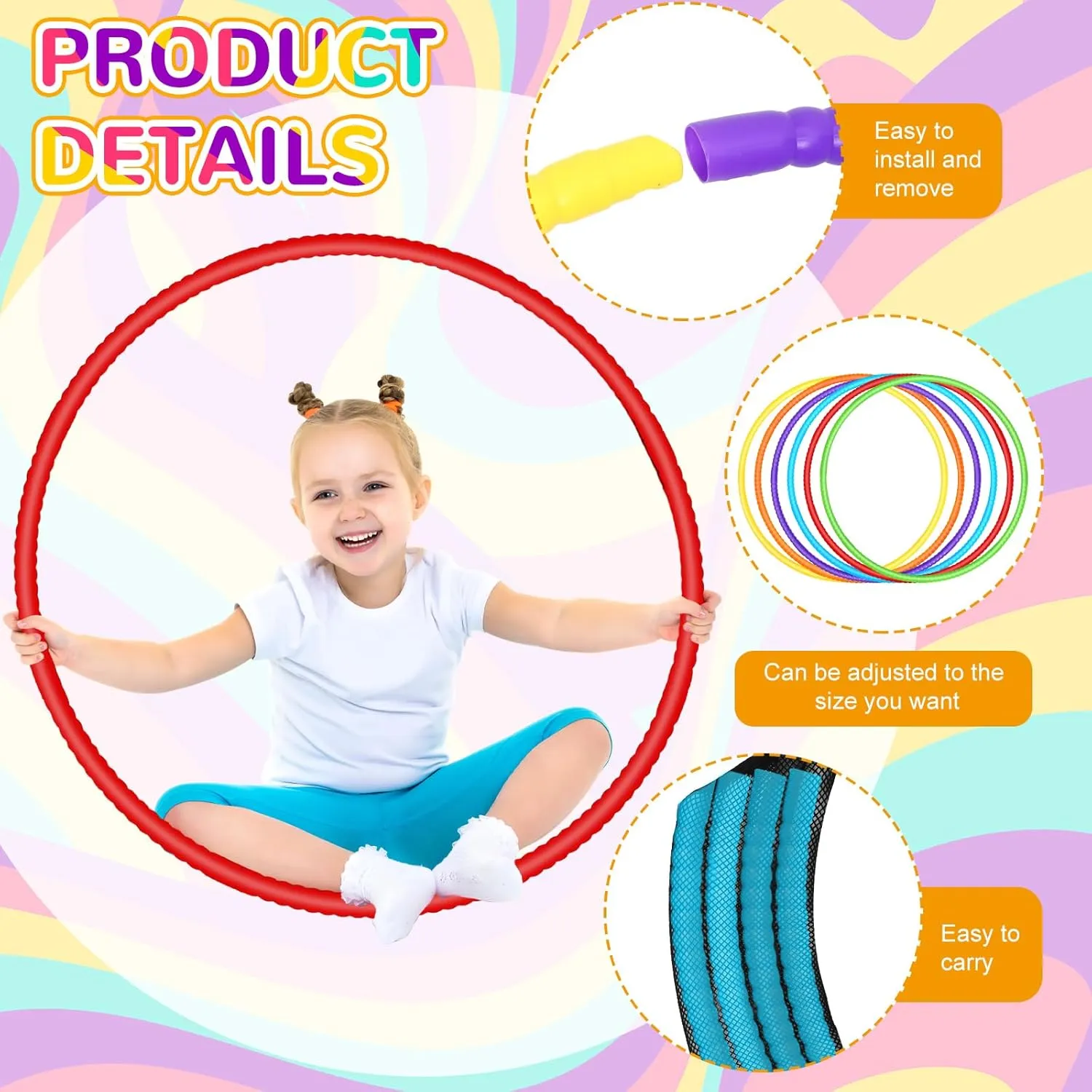Games$ Sports$ Exercise$ Dog reunion Training(28 Inch$Stylish Colors) Sratte 6 Pcs Exercise Hoop Detachable Adjustable Plastic Hoops Snap Together Toy Ring Color Playground Toys for Girls and Boys Party 