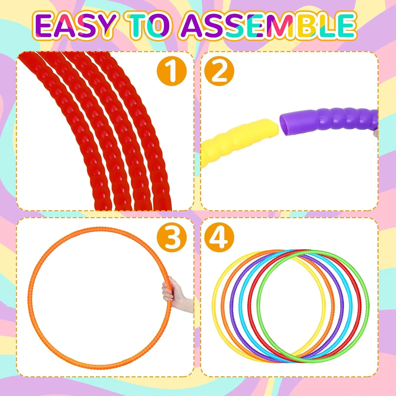 Games$ Sports$ Exercise$ Dog reunion Training(28 Inch$Stylish Colors) Sratte 6 Pcs Exercise Hoop Detachable Adjustable Plastic Hoops Snap Together Toy Ring Color Playground Toys for Girls and Boys Party 