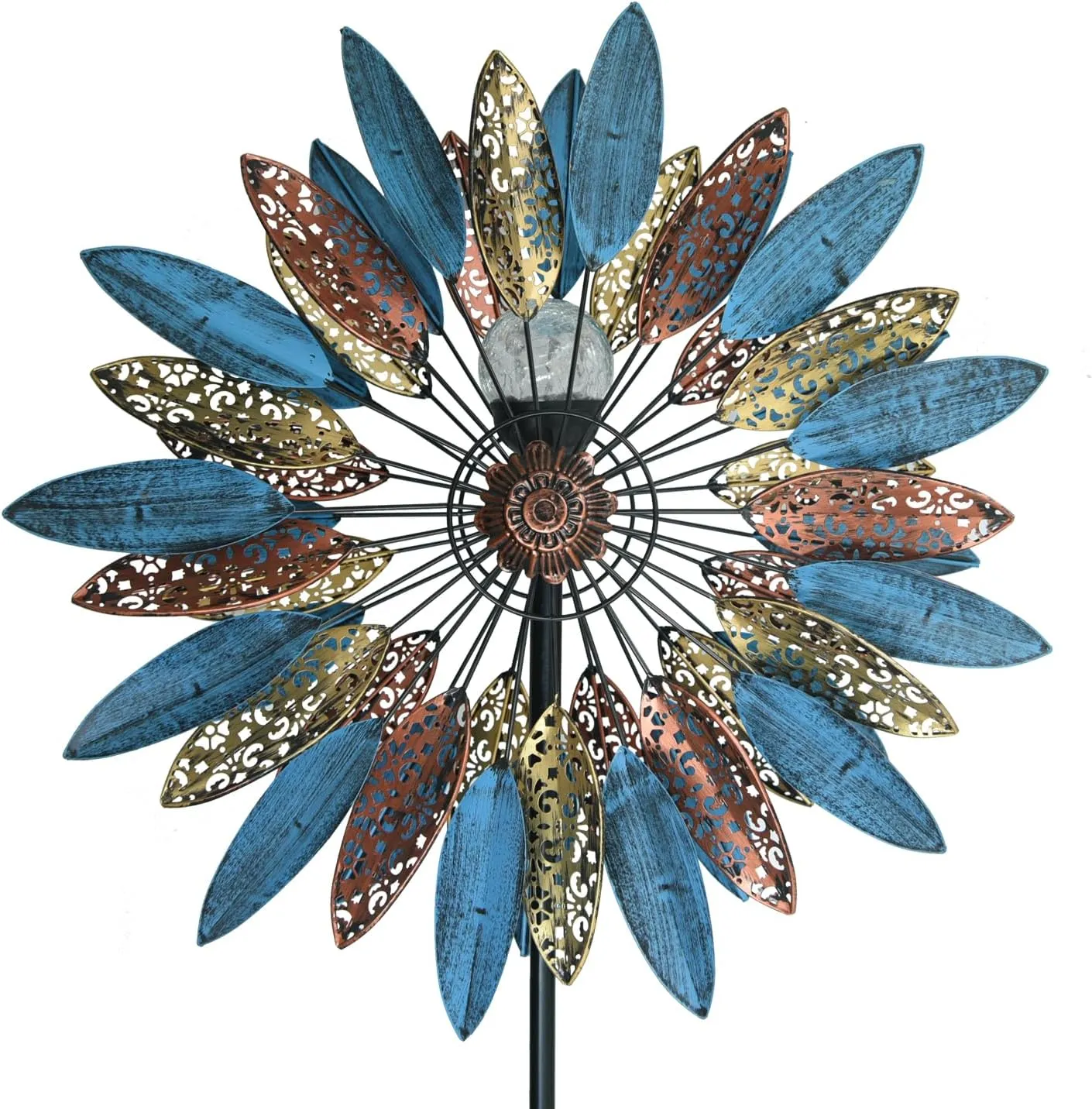 Garden Decor Gifts 360��Yard Garden Wind Spinners with Lights$ Large Outdoor Metal Wind Spinners$ invariably foe interruption Lawn Yard Art 