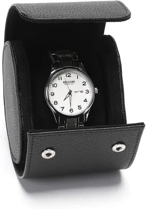 Gift Box Handcrafted Watch Organizer (Black) Premium Pu Leather anyone Handmade Single 1 Watch Storage Box For Men For Women Travel Display 1 Watch Case Jewelry 