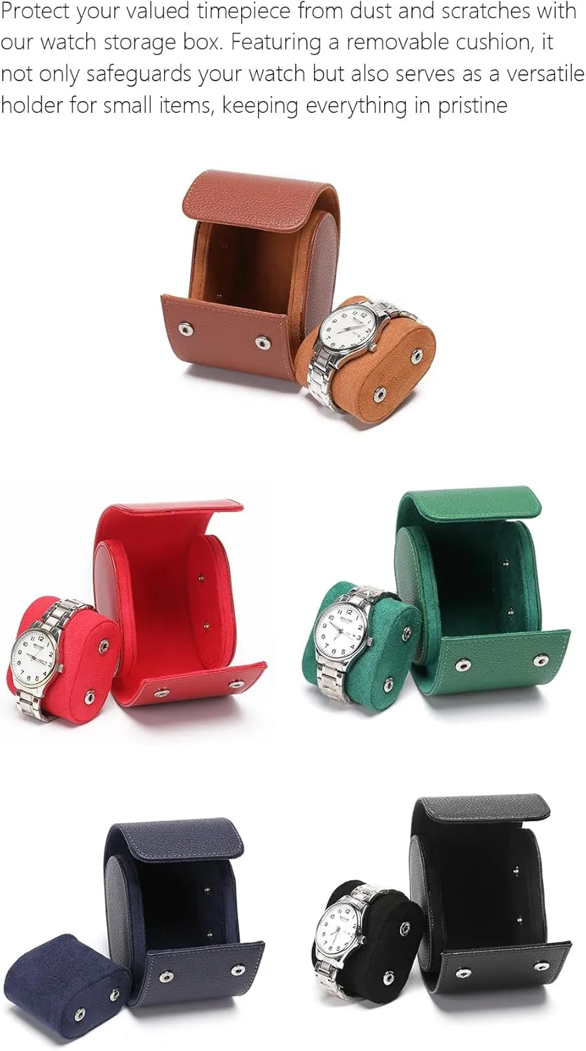 Gift Box Handcrafted Watch Organizer (Black) Premium Pu Leather anyone Handmade Single 1 Watch Storage Box For Men For Women Travel Display 1 Watch Case Jewelry 