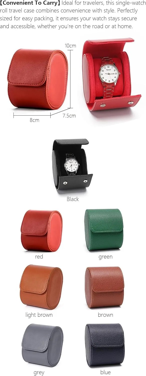 Gift Box Handcrafted Watch Organizer (Black) Premium Pu Leather anyone Handmade Single 1 Watch Storage Box For Men For Women Travel Display 1 Watch Case Jewelry 