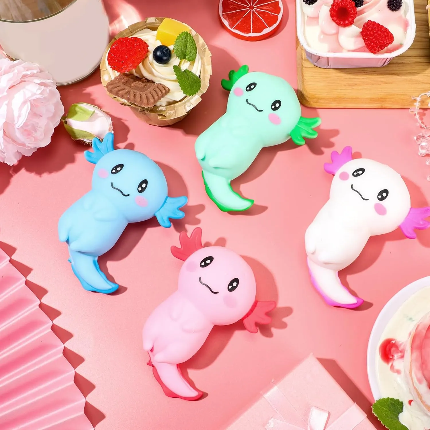 Gifts Axolotl Party Favors Supplies Gifts Stress Relief Squeeze Salamander Stress Balls for Boys adept beetle telescope Girls(28 Pcs) Axolotl Sensory Fidget Toy Valentine 