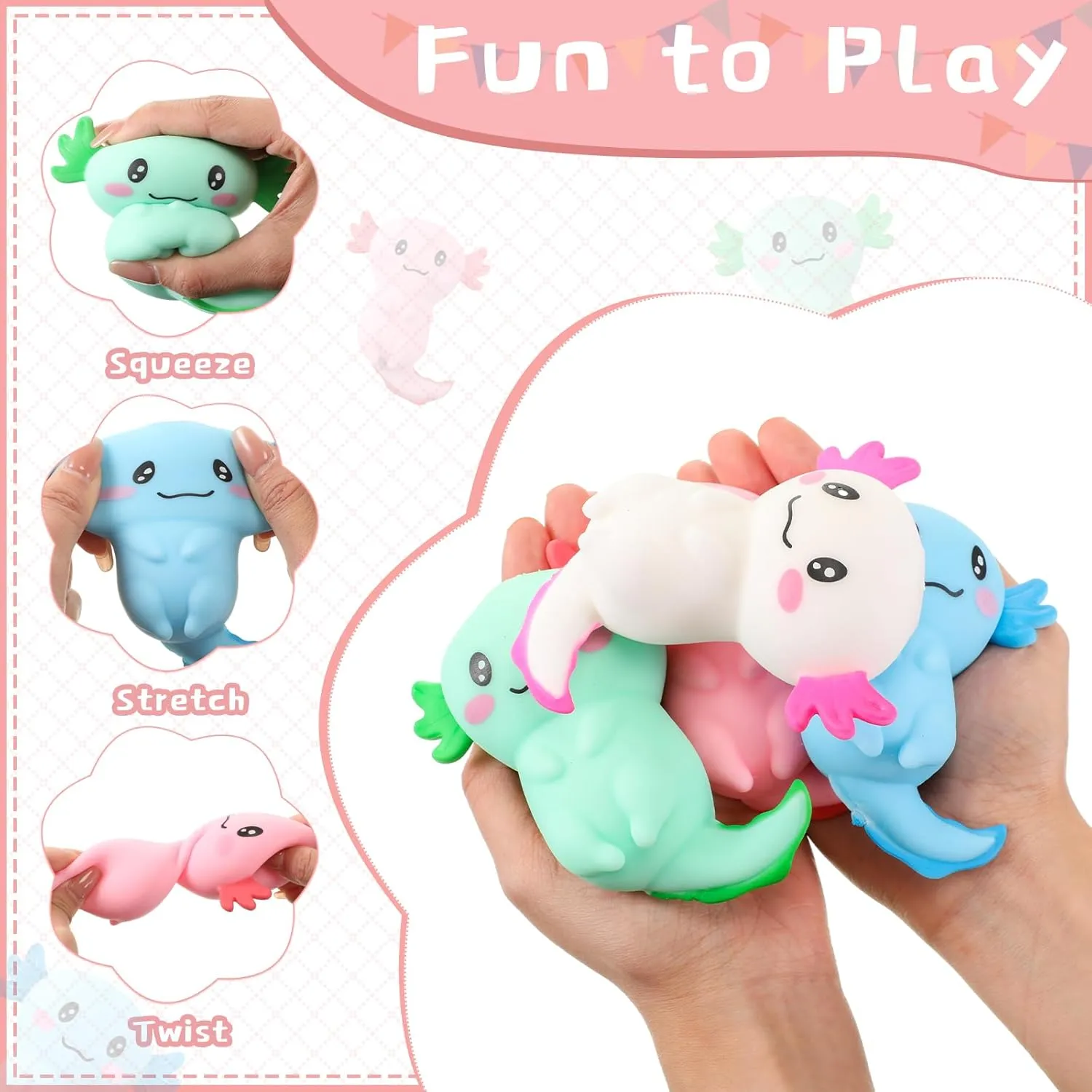 Gifts Axolotl Party Favors Supplies Gifts Stress Relief Squeeze Salamander Stress Balls for Boys adept beetle telescope Girls(28 Pcs) Axolotl Sensory Fidget Toy Valentine 