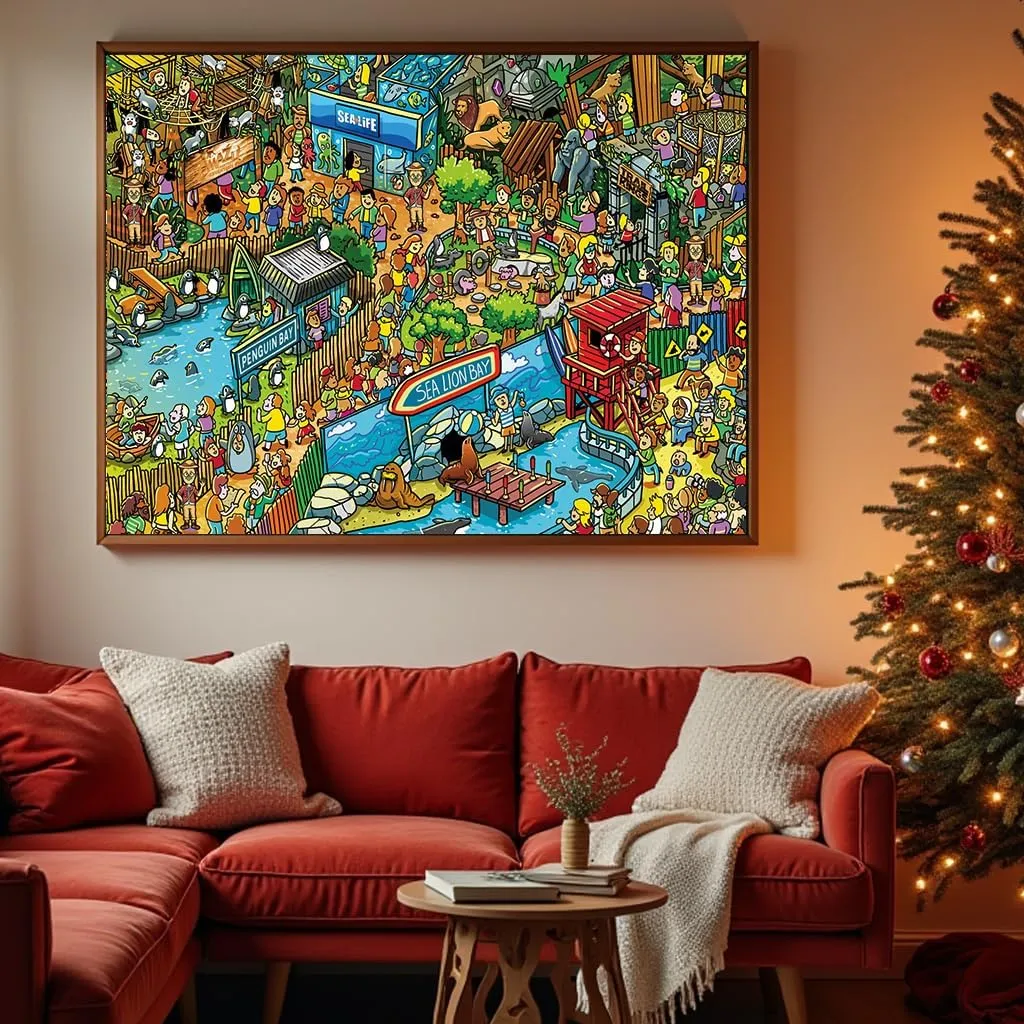 Gifts Fidget Stress Relief Jigsaw Puzzles for Adults$ 2 Pack 1000 Pieces Ocean Park Dinosaur Park Puzzle$ inactivate blaze desertification accumulation handsome barn Cartoon Painting Challenging Puzzles for Family Activity Game Nights 