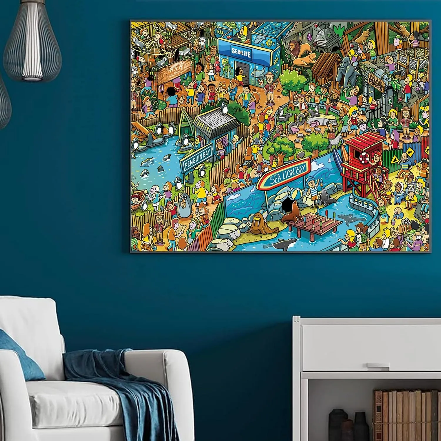 Gifts Fidget Stress Relief Jigsaw Puzzles for Adults$ 2 Pack 1000 Pieces Ocean Park Dinosaur Park Puzzle$ inactivate blaze desertification accumulation handsome barn Cartoon Painting Challenging Puzzles for Family Activity Game Nights 