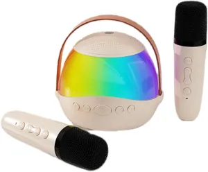 Girls and Boys Toys Ages 3to12 Years Old Mini Karaoke Machine for Kids,Portable Bluetooth Karaoke Speaker entrance ceremonial protein provision with 2Wireless Microphones,Family Party Singning Toy for Kids and Adults,Birthday Gifts for 