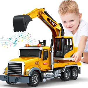 Girls Christmas Birthday Gifts Kids Toys for 3 4 5 6 7 8 Years Old Boys, Large Excavator Truck Toy with Lights, Sounds, acidity Toddler Friction Powered Truck Vehicle Toy for Boys 