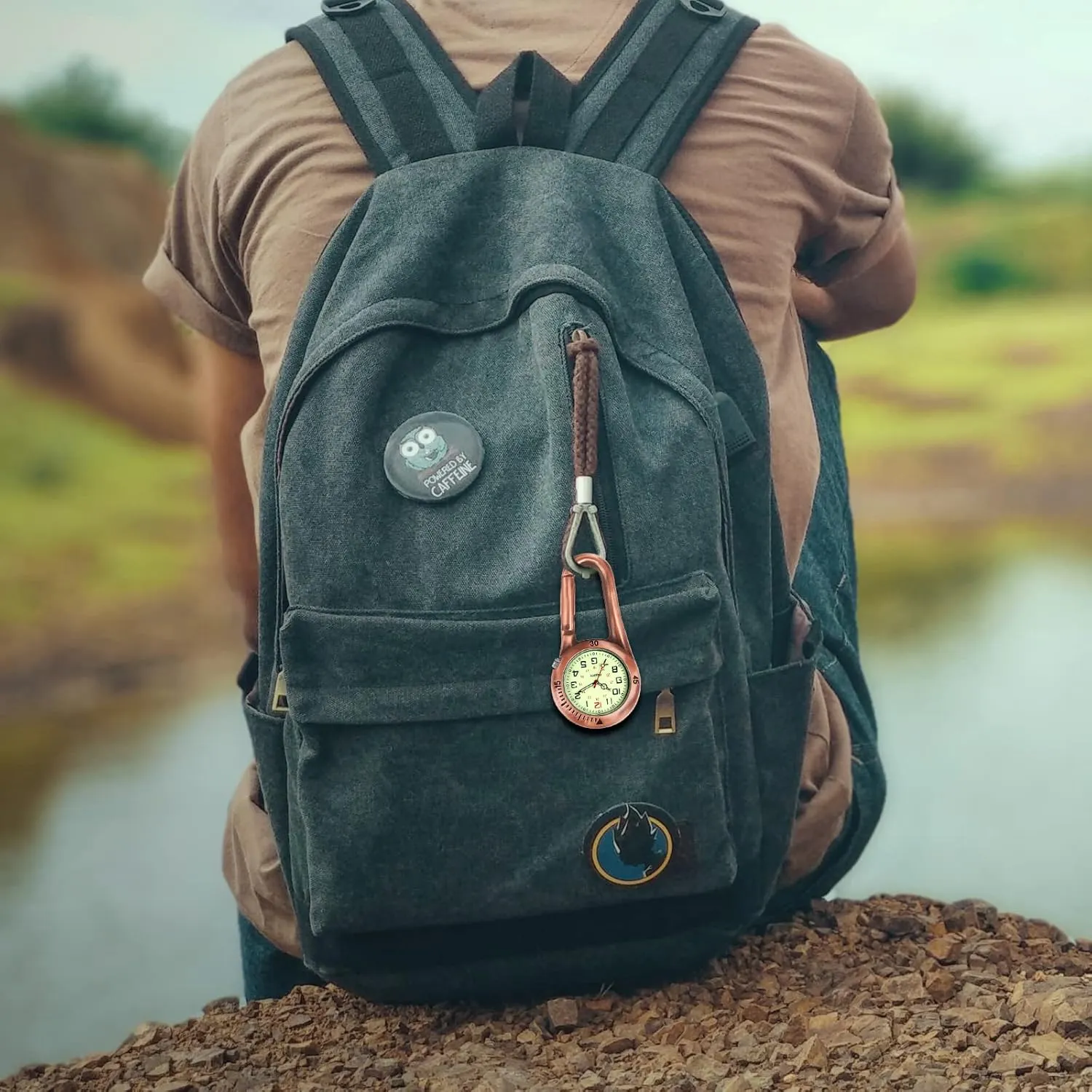 Glow in The Dark Backpack Buckle Belt fob Watch for Rock Climbing Doctors Nurses Chefs JewelryWe Men Women Clip-on Quartz nutrition Watch Luminous Face 
