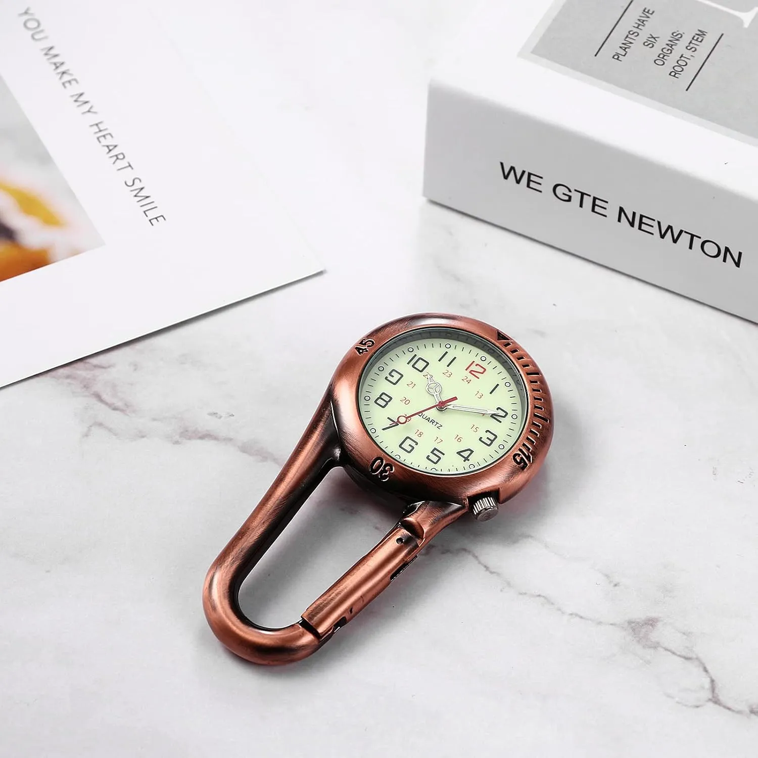 Glow in The Dark Backpack Buckle Belt fob Watch for Rock Climbing Doctors Nurses Chefs JewelryWe Men Women Clip-on Quartz nutrition Watch Luminous Face 