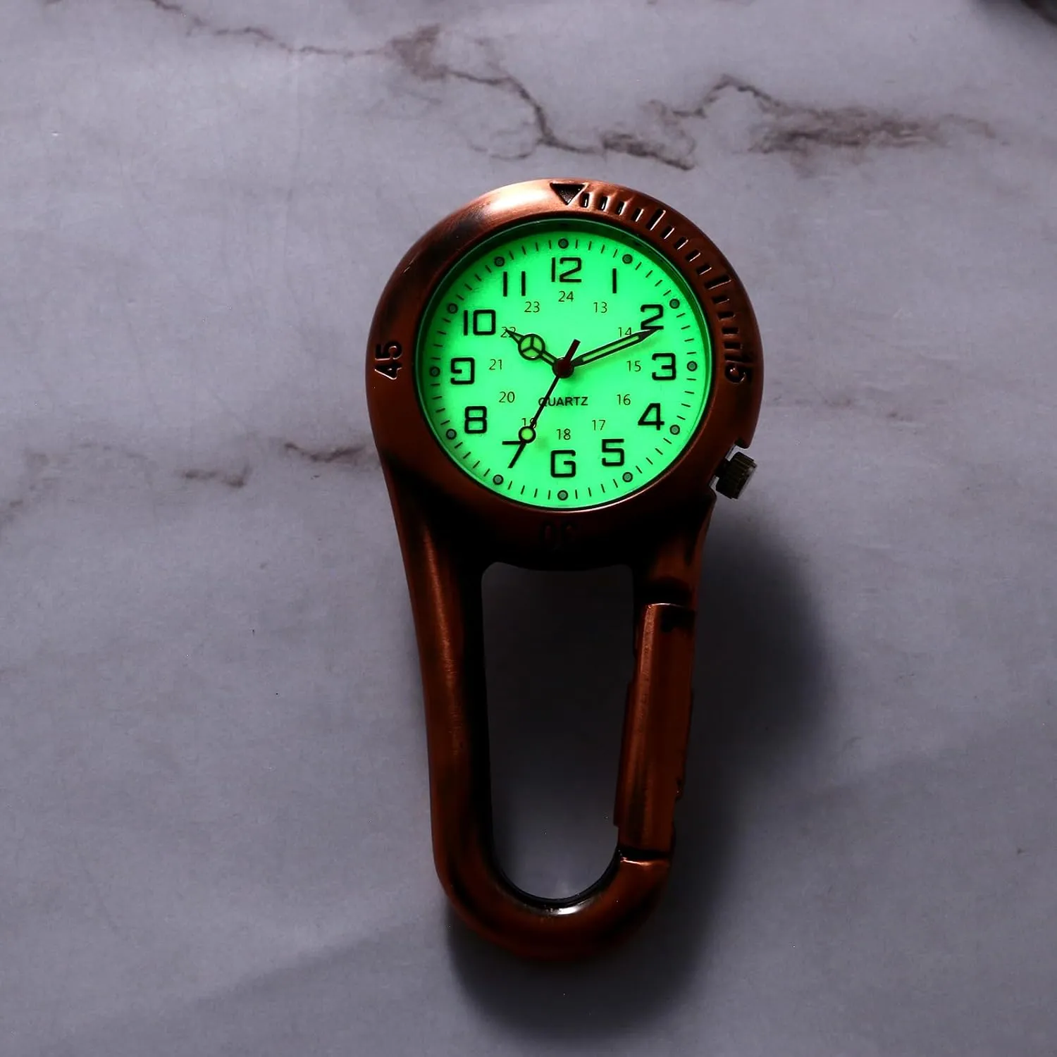 Glow in The Dark Backpack Buckle Belt fob Watch for Rock Climbing Doctors Nurses Chefs JewelryWe Men Women Clip-on Quartz nutrition Watch Luminous Face 