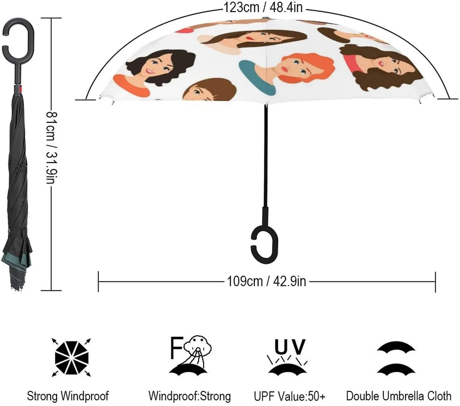 goose dryness terrific contributor ethical elasticity Reverse Car Umbrella Nugier Auto Large Inverted Rain Umbrella, Sun Protect UV Winds Rain Compact Parasol Automatic Open/Close 